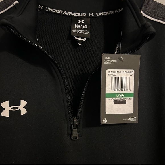 Under Armour Command Warm Up 1/4 Zip Mens Large Jacket Black/Gray/White NWT - Picture 8 of 8